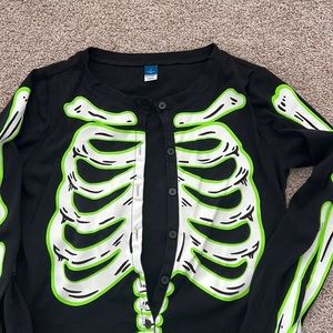 Skeleton Costume - onsie GLOW-in the-DARK EUC (Med)